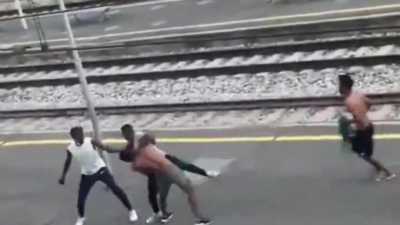 African immigrants have a bloody fight in Italy LOL They are ruining the civilized world