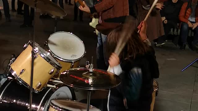 13 year soar cool playing drums. Part 1