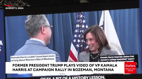 Trump Plays Viral Gaffe Supercut Of Kamala Harris On The Jumbotron At Montana Campaign Rally