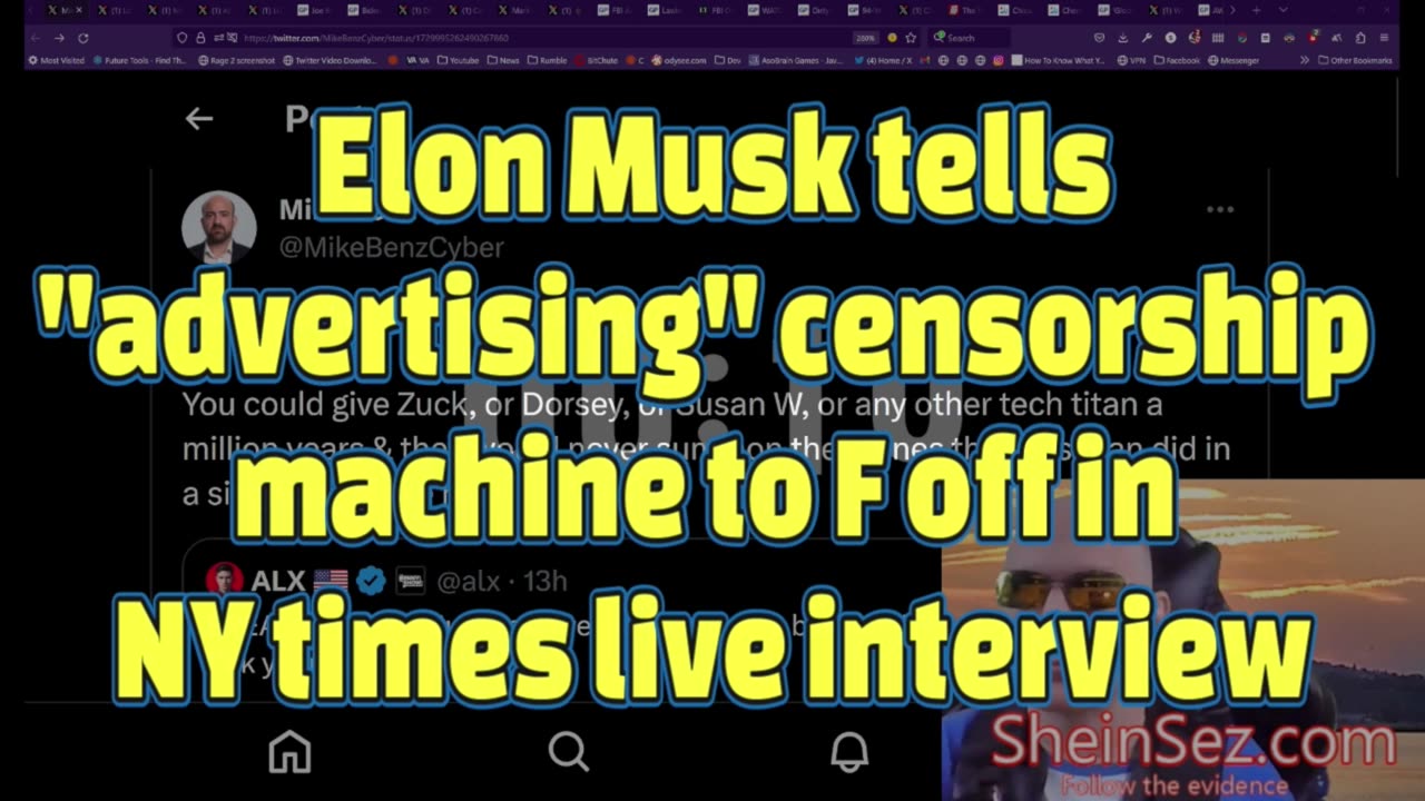 Elon Musk tells the "Advertising" censorship cabal to F off in NY Times live interview-SheinSez 368