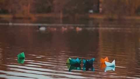 paper-boats-on-lake-with-ducks