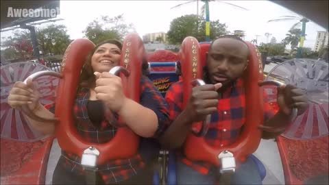 Guys passing out on a rollercoaster