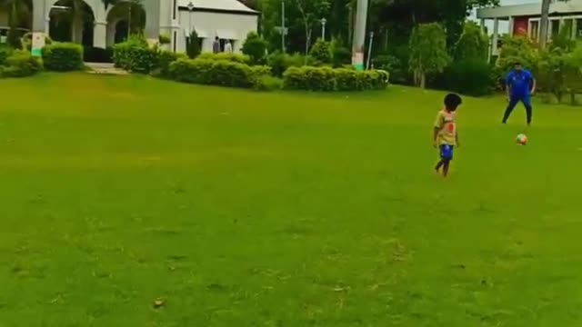 Football kick and green grounds