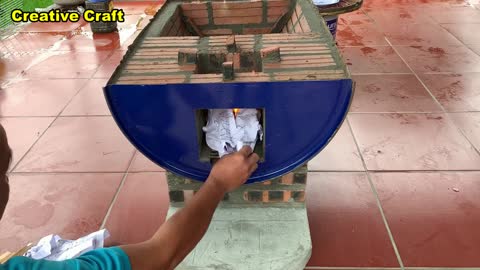 Ideas From An Iron Barrel To Create An Oven 2 in 1 - Great Creativity From Cement