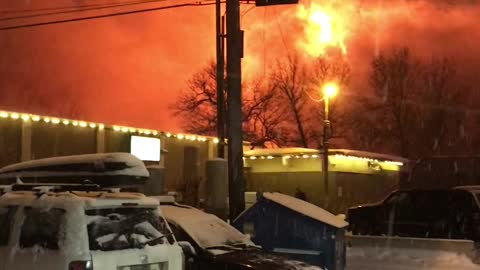 Huge Construction Site Fire Draws a Crowd