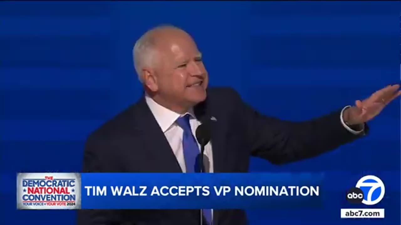 Tim Walz accepts the Democratic nomination for vice president at the DNC