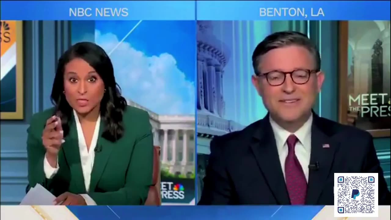 Spkr Mike Johnson Fact-Checks NBC Host on Air