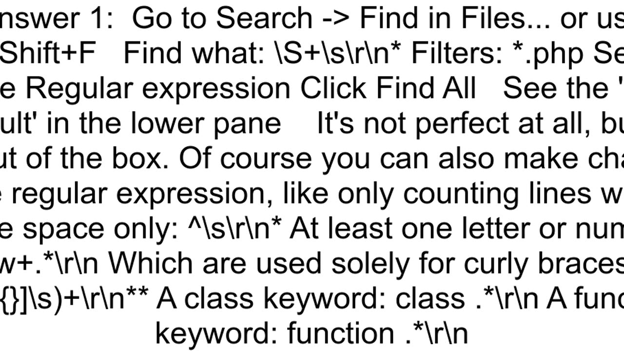 Code metrics of php Notepad