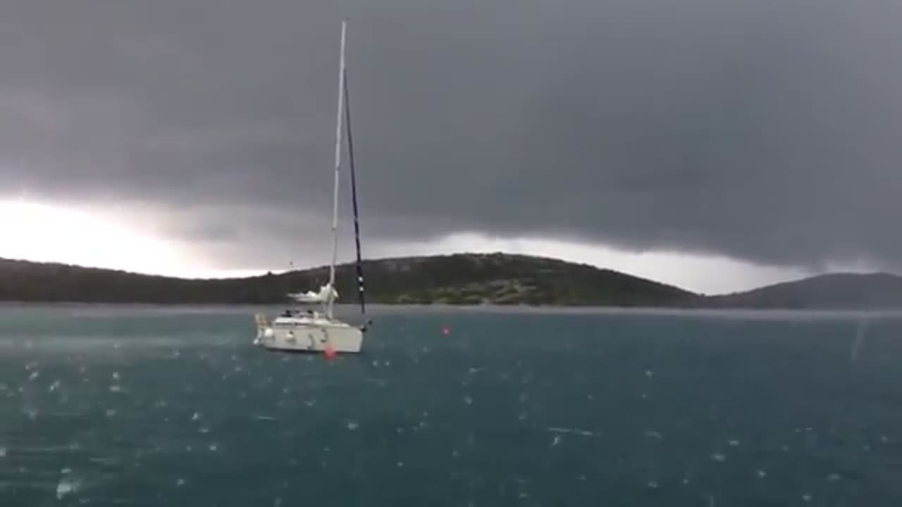 Viral UK Video: Lightning strike nearly hits boat!