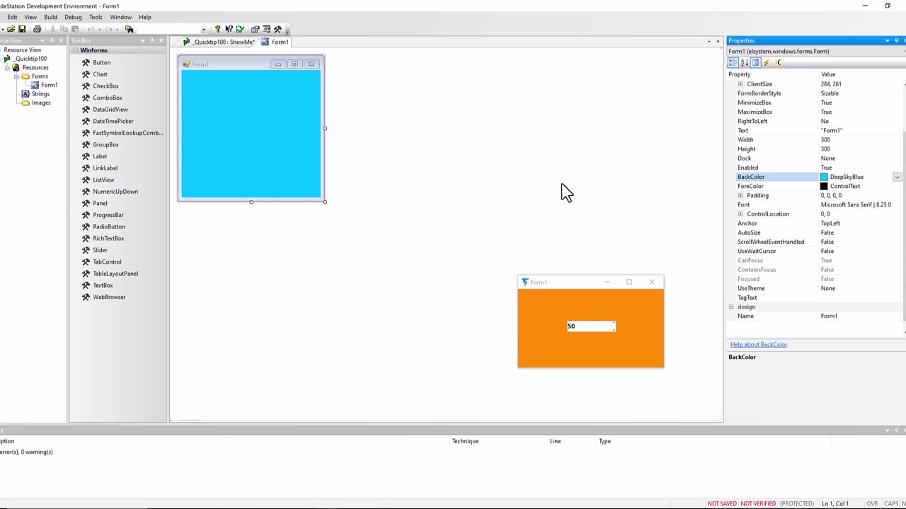 Quick-tip 100 | Moving a drawing object using the NumericUpDown control