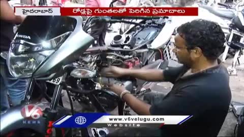 Public Face Problems With Damaged Roads In Hyderabad - Telangana Rains - V6 News