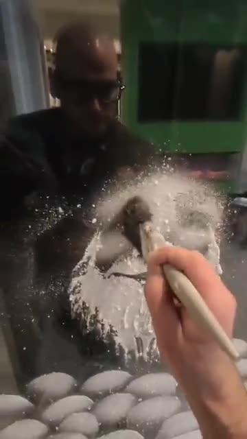 creat painting with snow spray graffiti dwarf