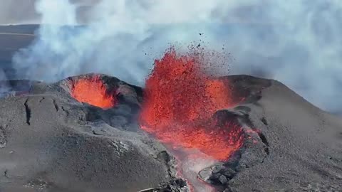 Drone footage of Volcanic Eruption