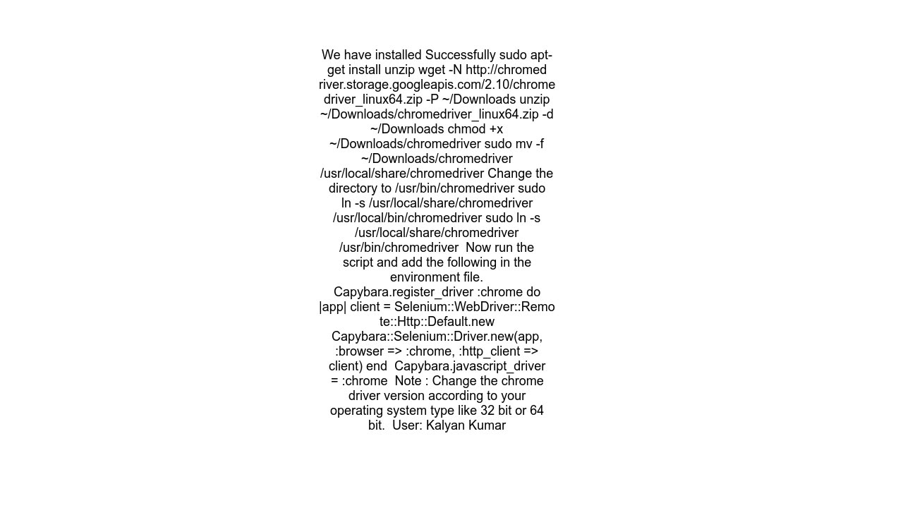 How to implement chromedriver in selenium in Linux platform