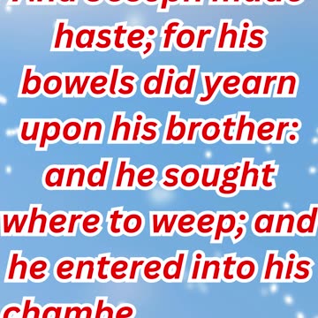 "Joseph, Ému par la Vue de son Frère Benjamin, Sort en Larmes" Genèse 43:30#short #youtube #ytshorts