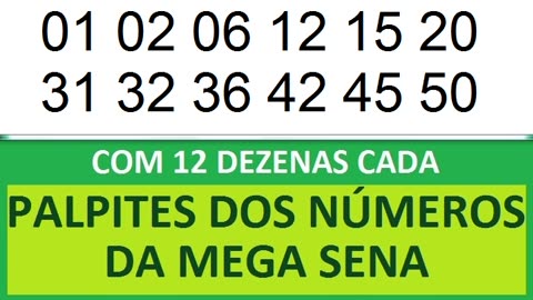 PALPITES DOS NÚMEROS DA MEGA SENA COM 12 DEZENAS om on oo op oq or os ot ou ov ow ox