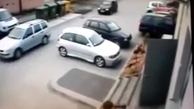 car parking with an unexpected stupid car crash