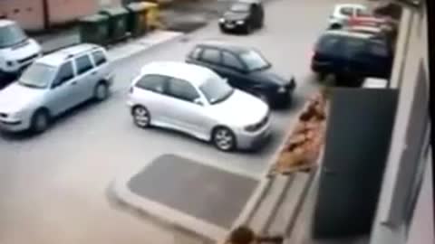 car parking with an unexpected stupid car crash