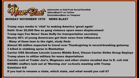 Monday, November 18, 2024 News Blast