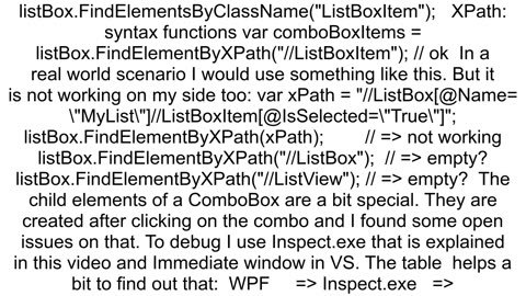 How do I get a list of child elements using winappdriver in a win32 application