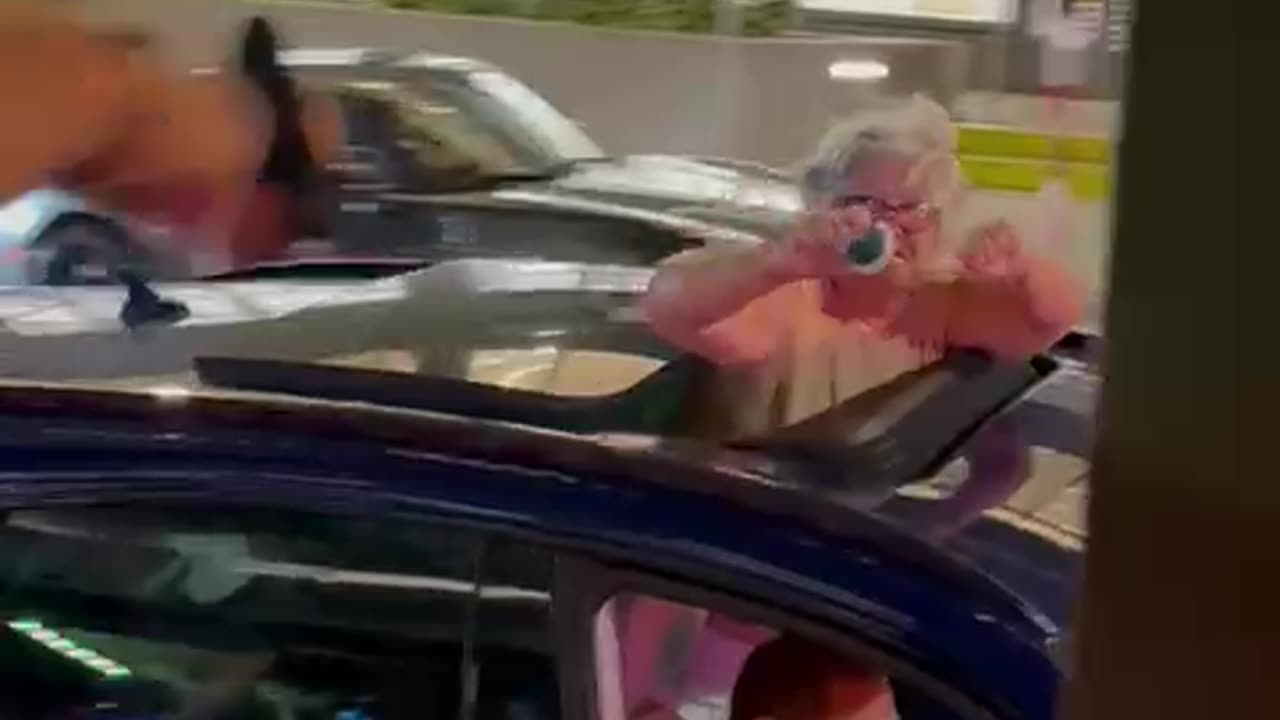 Party Bus Cheers On Elderly Woman