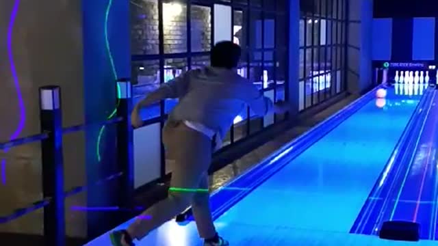 The boy who plays bowling for the first time.
