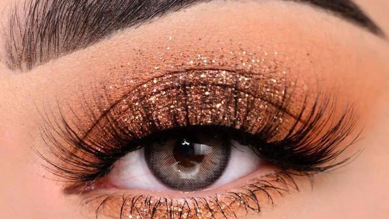 Golden glitter makeup#beautiful eye makeup