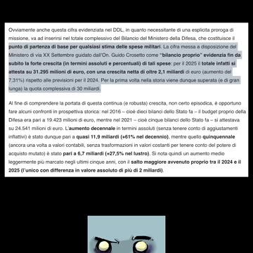 LA MANOVRA FINANZIARIA ITALIANA 2025 DELLE ARMI E DELLA GUERRA per la prima volta nella storia viene superata la spesa per le armi dell'Italia a oltre 30 miliardi di euro in spesa militare per le armi della NATO