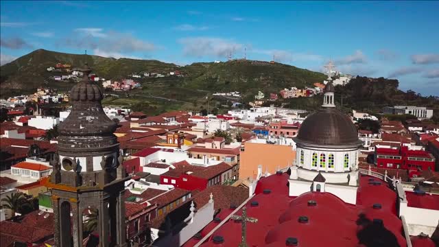 view from the height on cathedral and townscape san cristobal de la laguna tenerife canary islands