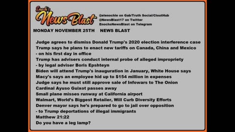 Monday, November 25, 2020 for News Blast