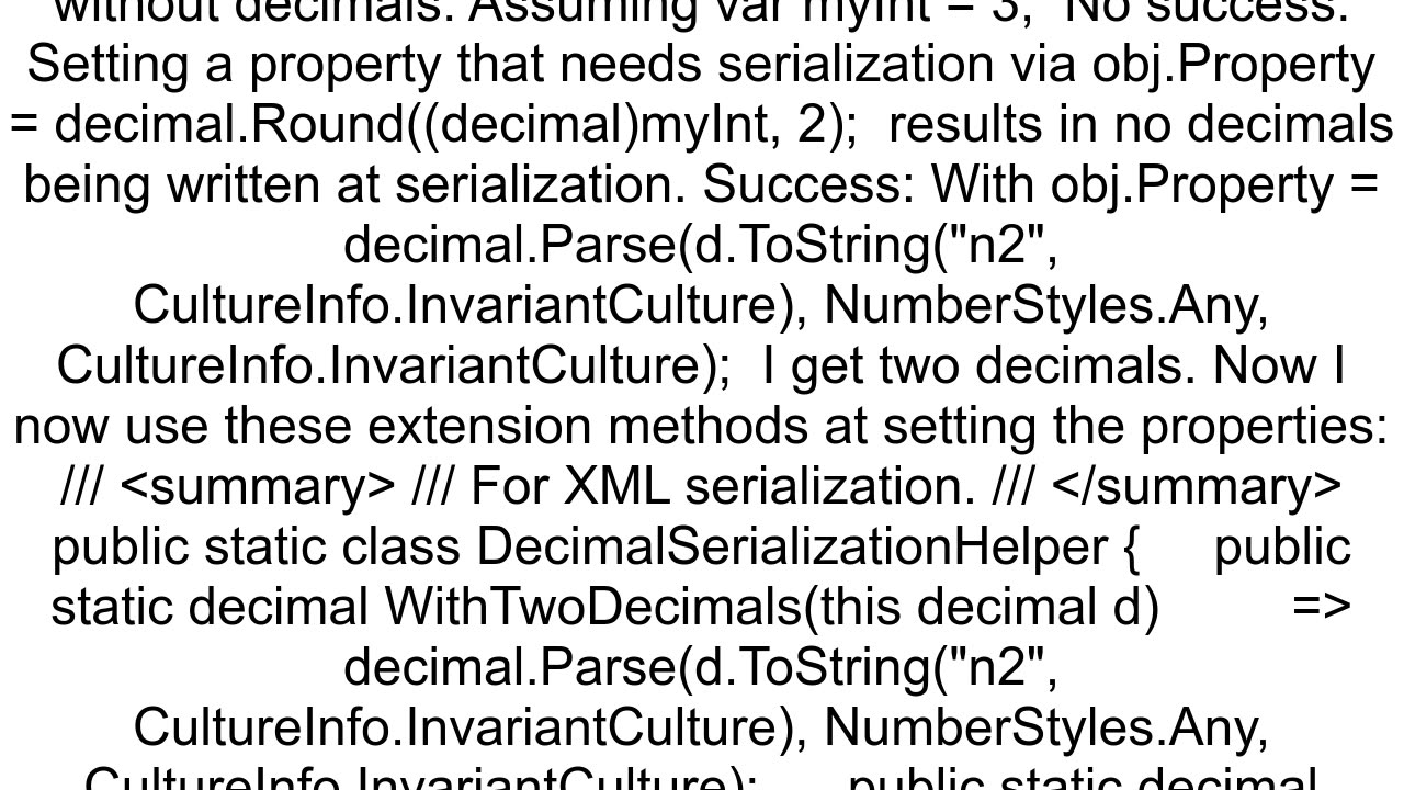 C serialize decimal to xml