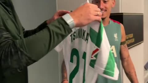 WOW! Tsimikas and Adrian with Real Betis shirt