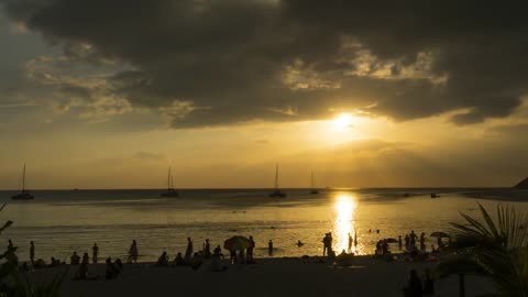 Gold sunset landscape at phuket beach