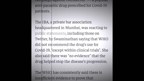 Bar association serves legal notice to WHO chief scientist over Ivermectin guidelines