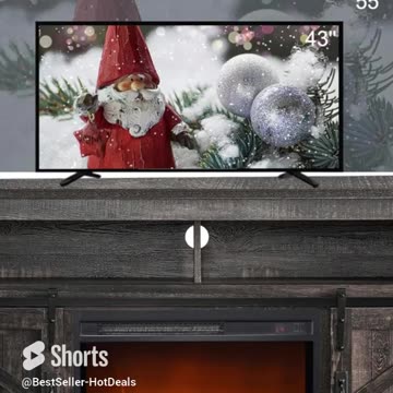 OKD Fireplace TV Stand for 65+ Inch TV, 33" Tall Highboy Farmhouse Entertainment Center