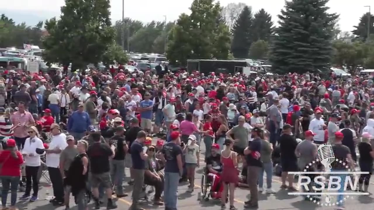 Huge crowd lines up for President Trump in Bozeman, MT