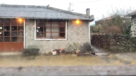 Snow view at a cafe in Jeju Island