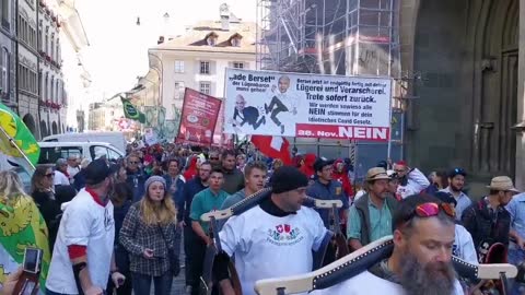 Massive protest against vaccines in Bern, Switzerland