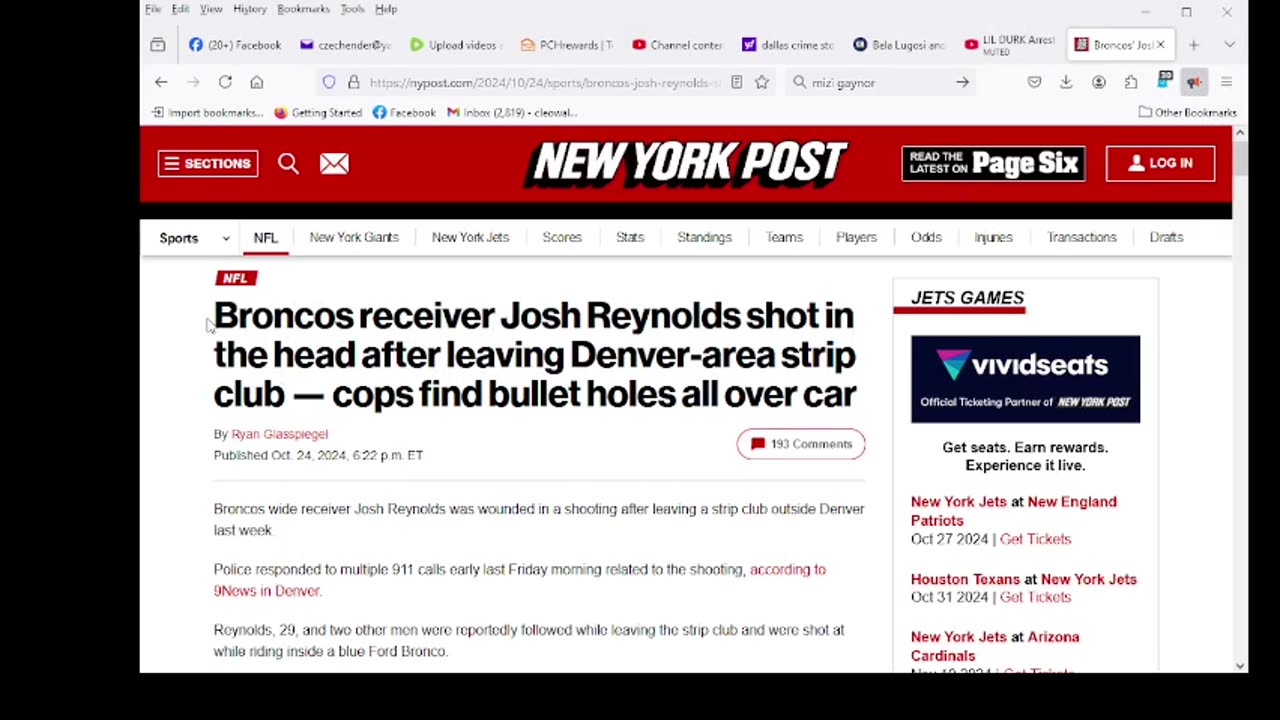 Broncos receiver Josh Reynolds shot in the head after leaving Denver-area strip club —