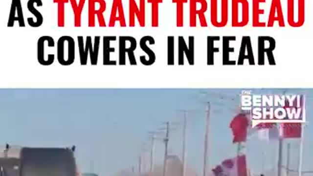 Truckers Roll to Canada's Capital as Tyrant Trudeau Cowers in Fear