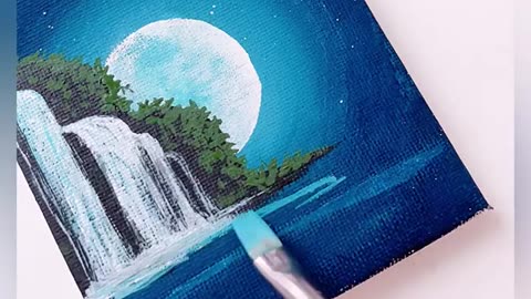 Fountain scenery at night || 4 Easy Acrylic Night Scenery Painting #art #drawing #painting