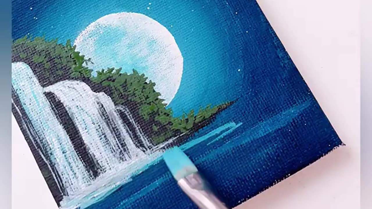 Fountain scenery at night || 4 Easy Acrylic Night Scenery Painting #art #drawing #painting