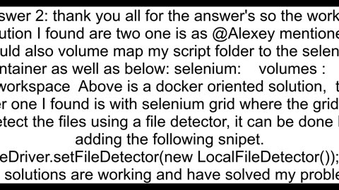 Docker Selenium standalone server is Unable to upload a file to the grid browser in the container