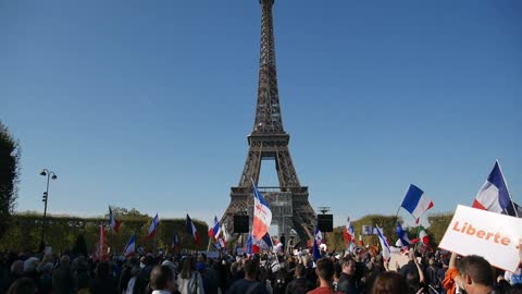 Demonstration in Paris Oct 16 2021 against the so-called 'health pass.'