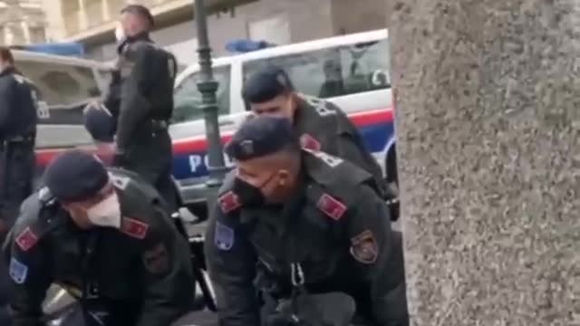 🤬 Söldner gegen Oma auf Demo in Wien am 29.1.22-Polizei-Terror