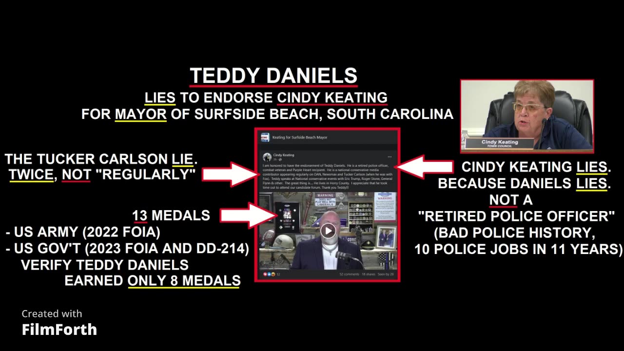 Teddy Daniels LIES to endorse Cindy Keating for Mayor of Surfside Beach, SC