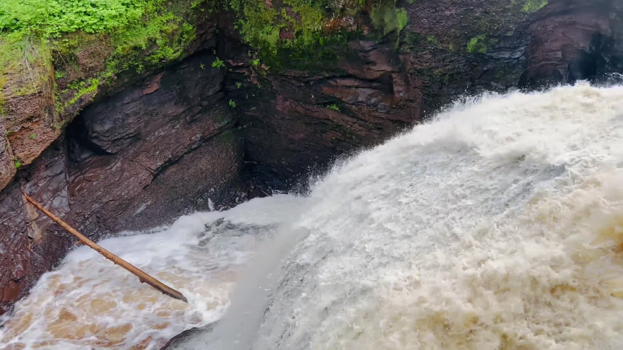 Exploring the rainbow falls in Michigan