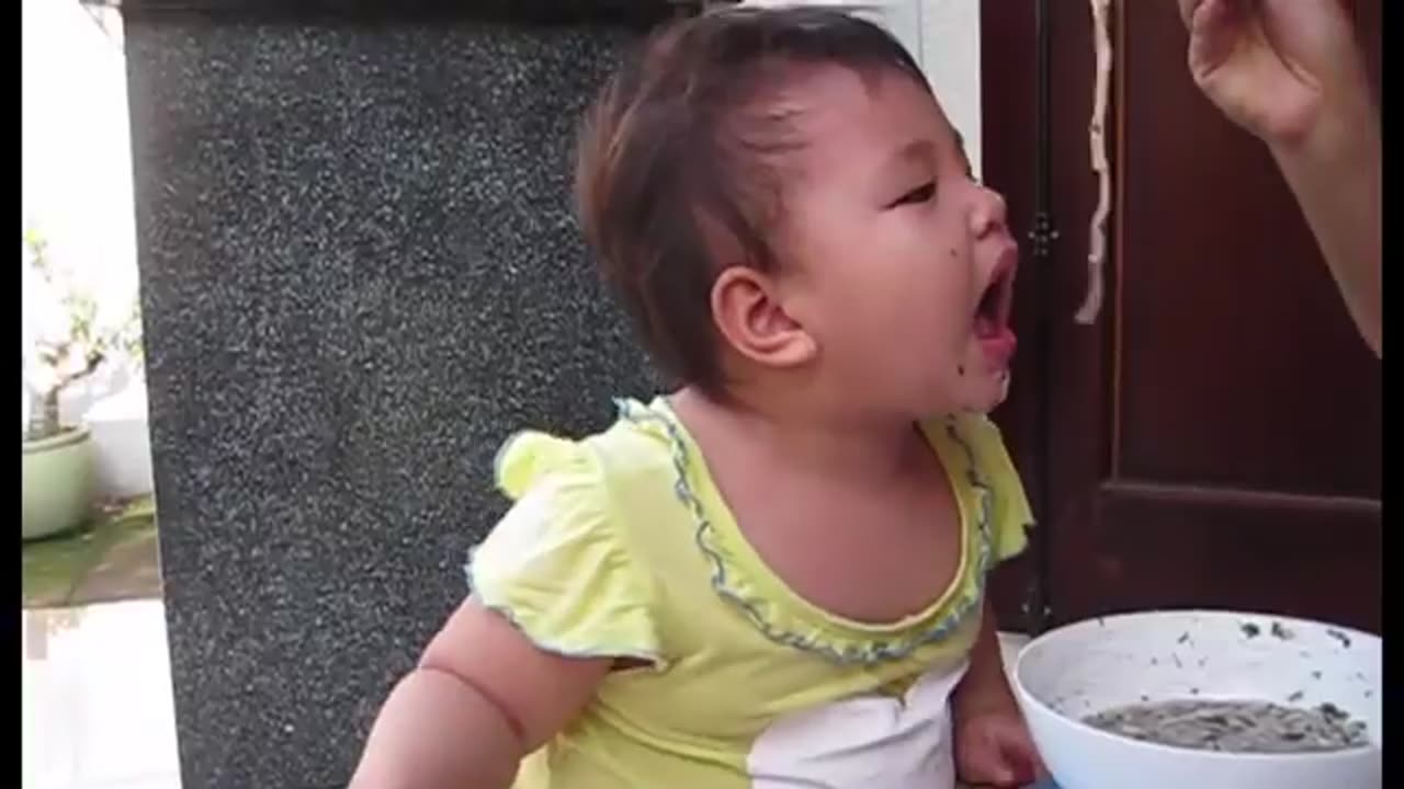 Funny kid eating