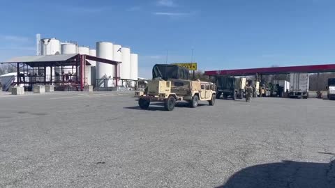 112th National guard infantry filling up with fuel now in Hagerstown after completing their drills