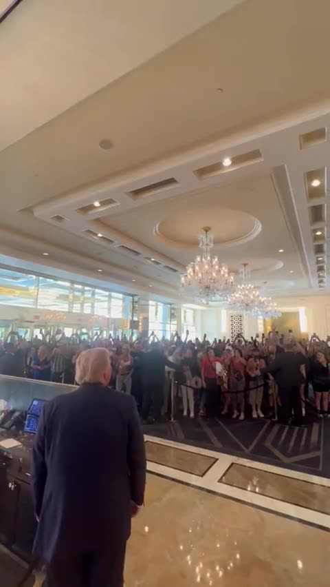 Big Crowd Greets Trump at Trump International in Vegas